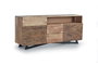 GINER Y COLOMER Aparador Acacia Madera y Metal Natural Negro 2 Puertas 3 Cajones